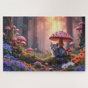 Puzzle Gatito Adorable bajo un hongo gigante