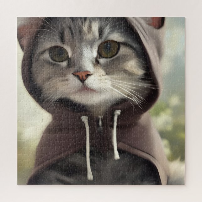Puzzle Gatito Adorable con capucha (Vertical)
