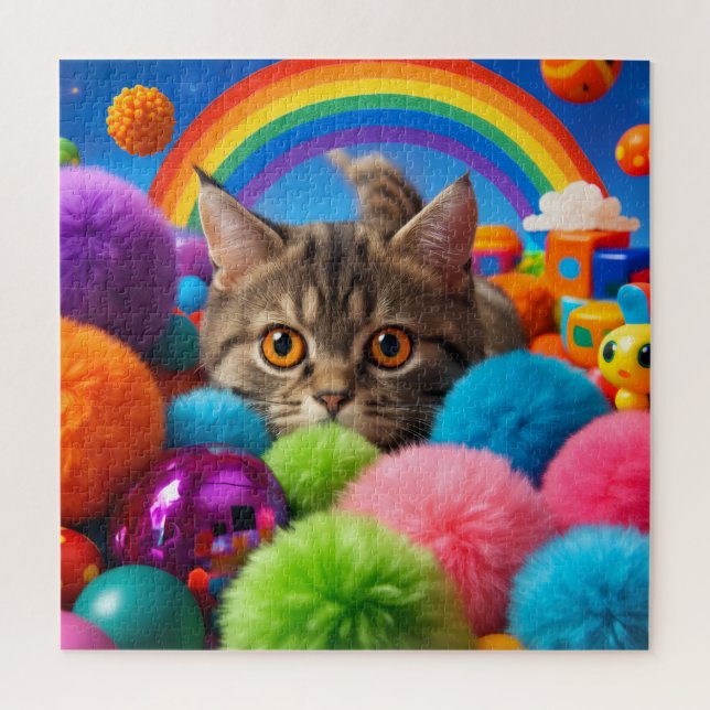 Puzzle Gatito adorable de juego del arcoíris (Vertical)