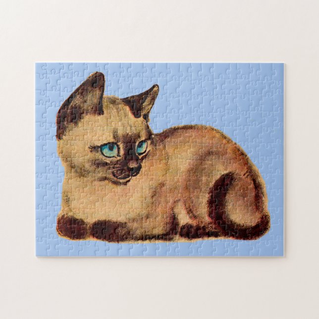 Puzzle gatito adorable siamés (Horizontal)