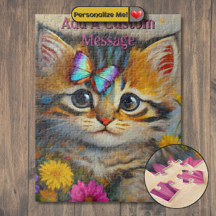 Puzzle Gatito Artístico Mariposa Azul