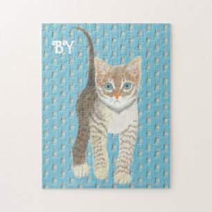 Puzzle Gatito atigrado 11 x 14 Azul