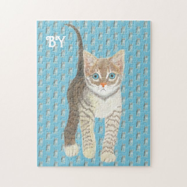 Puzzle Gatito atigrado 11 x 14 Azul (Vertical)