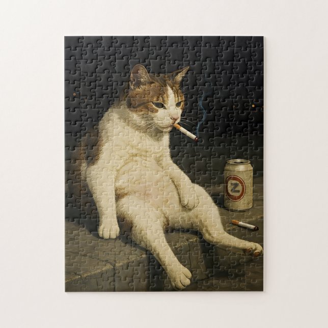 Puzzle Gatito con Cigarrillo Meme Divertido de Gato Fuman (Vertical)