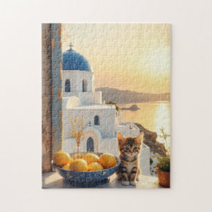 Puzzle Gatito con vistas a la puesta de sol