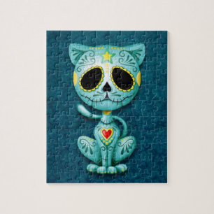 Puzzle Gatito del azúcar del zombi, azul