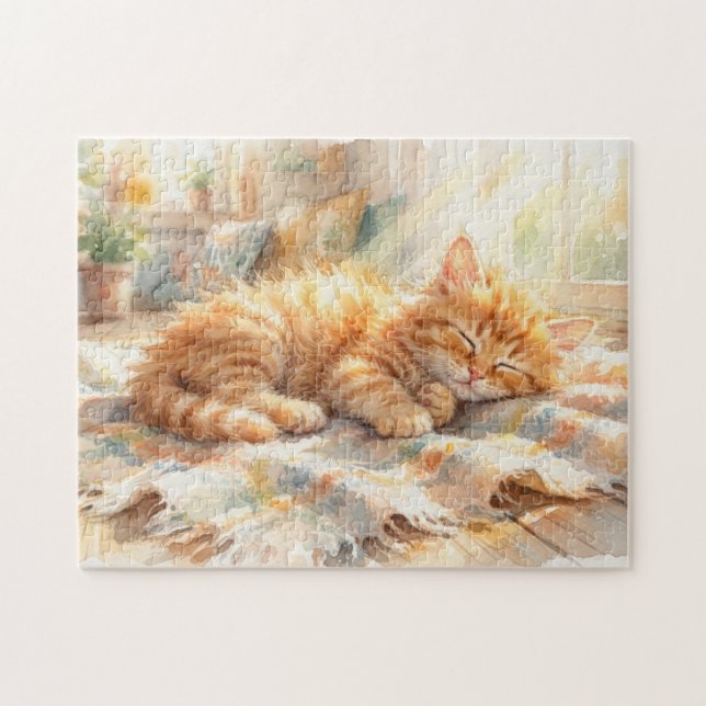 Puzzle Gatito dulce tomando el sol  (Horizontal)