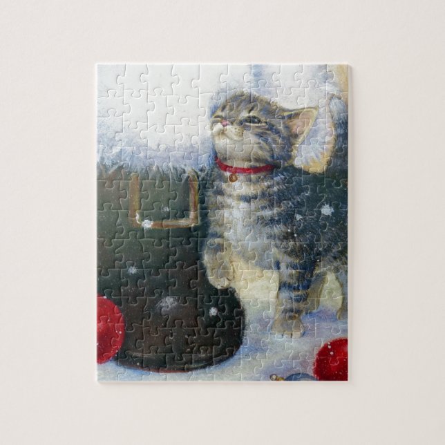 Puzzle Gatito en el arranque de Santa (Vertical)