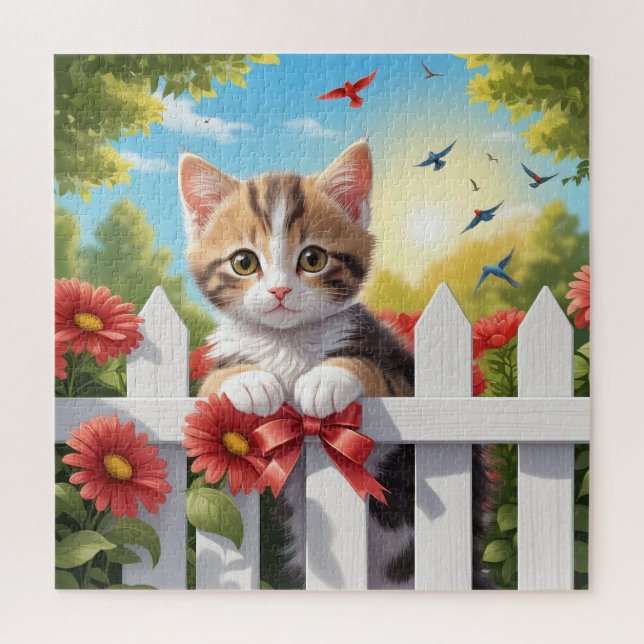 Puzzle Gatito en la cerca (Vertical)