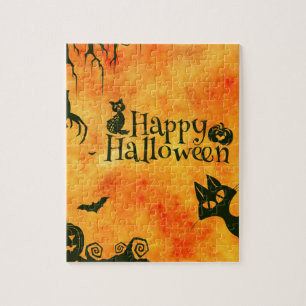 Puzzle gatito feliz de halloween