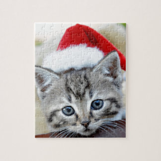 Puzzle Gatito lindo con el gorra del navidad