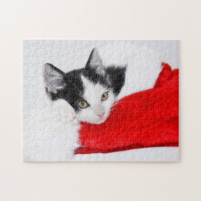 Puzzle Gatito lindo en Santa Hat (Horizontal)
