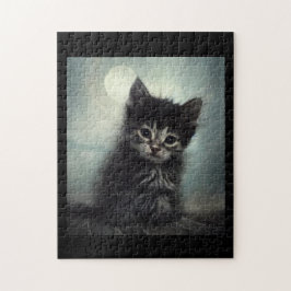 Puzzle Gatito misterioso a la luz de la luna