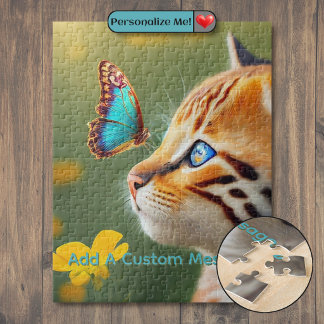 Puzzle Gatito Naranja Mariposa Azul