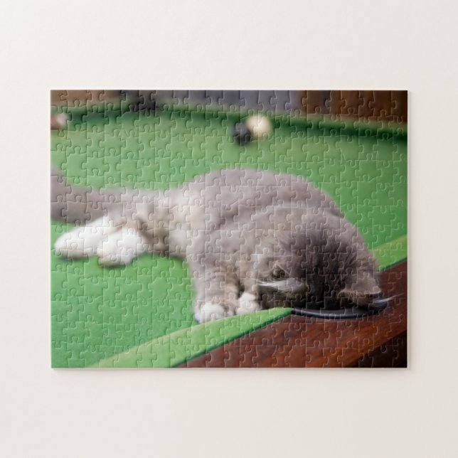 Puzzle Gatito que juega al billar (Horizontal)