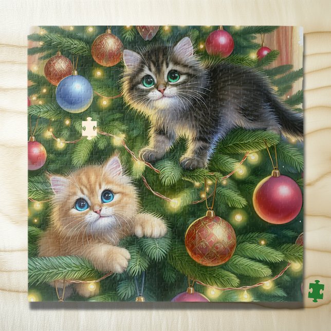 Puzzle Gatitos bonitos en el árbol de Navidad (Subido por el creador)