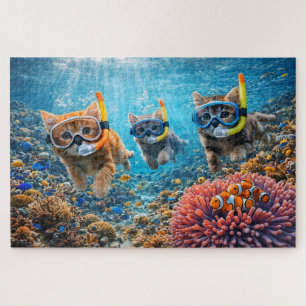 Puzzle Gatitos caprichosos, buceo, arrecife de coral subm