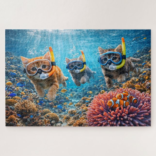 Puzzle Gatitos caprichosos, buceo, arrecife de coral subm (Horizontal)