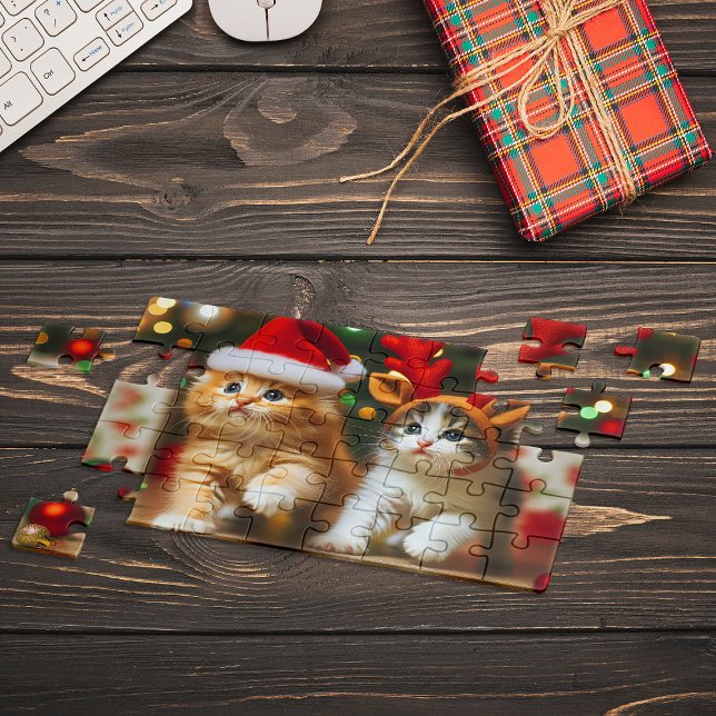 Puzzle Gatitos con Santa Claus y gorras de renos 2 (Subido por el creador)