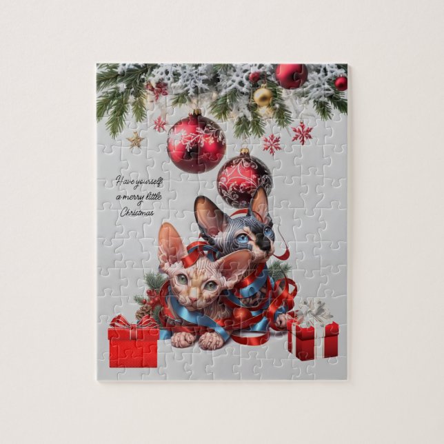 Puzzle Gatitos Sphynx de Navidad (Vertical)