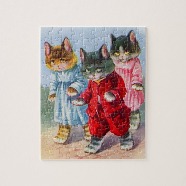 Puzzle Gatitos vestidos en la lluvia de los años 1930 (Vertical)