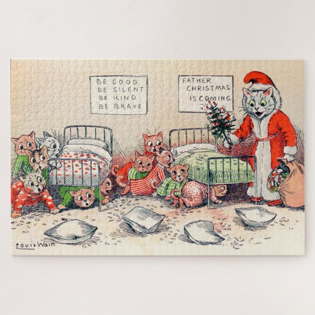Puzzle Gatitos y Santa Gato, Louis Wain (Horizontal)