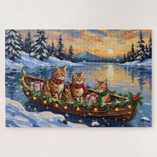 Puzzle Gato Abisinio Navidad Barco Fiesta