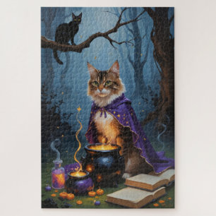 Puzzle Gato Abisinio Pintura caprichosa de Halloween