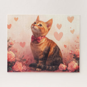 Puzzle Gato abisino con Rosas - El día de San Valentín