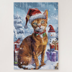 Puzzle Gato abysiniano de invierno Navidad maravilla