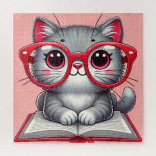 Puzzle Gato Adorable Con Gafas Regalo Para Amantes De Los