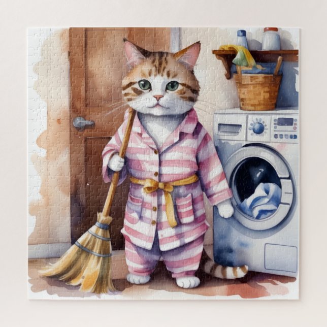 Puzzle Gato adorable en pijamas haciendo honestidad a la  (Vertical)