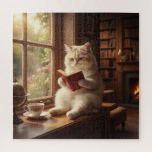 Puzzle Gato Adorable Leyendo