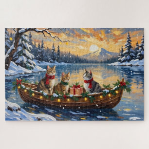 Puzzle Gato Angora Turco Navidad Barco Fiesta