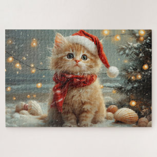 Puzzle Gato Angora Turco Navidad Vintage Playa