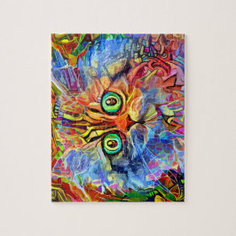 Puzzle Gato arcoiris con ojos de toro