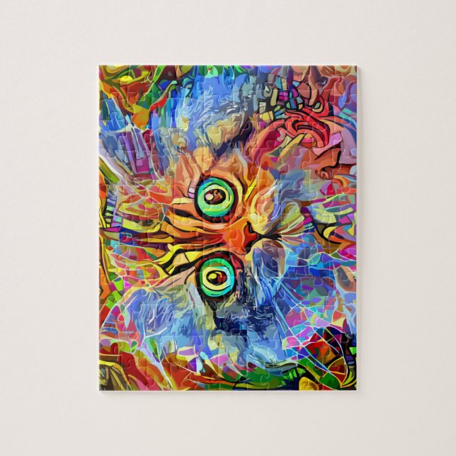 Puzzle Gato arcoiris con ojos de toro (Vertical)