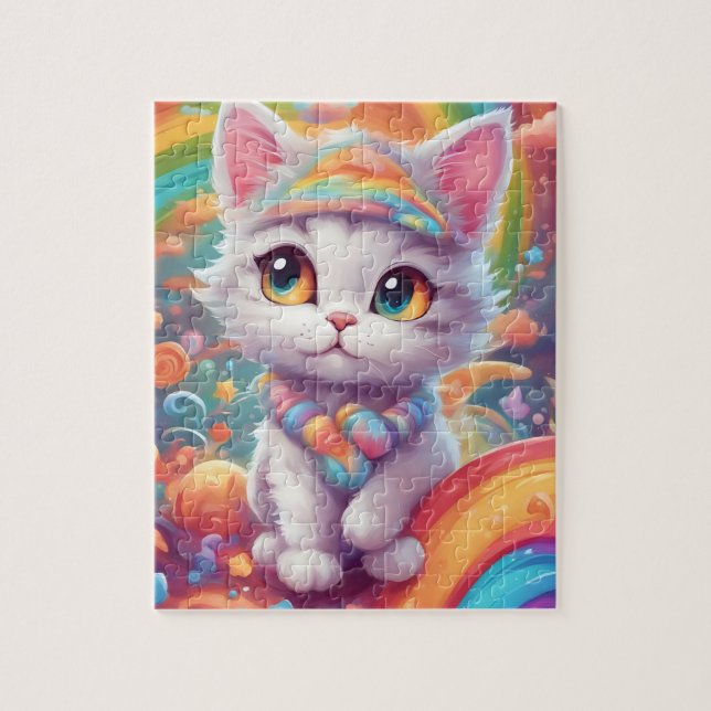 Puzzle Gato arcoiris lindo (Vertical)