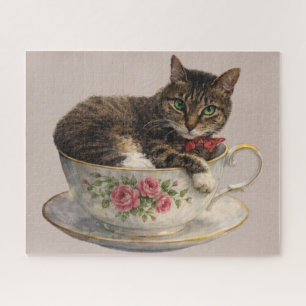 Puzzle Gato atigrado en una taza de té