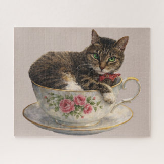 Puzzle Gato atigrado en una taza de té