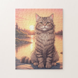 Puzzle Gato atigrado gris