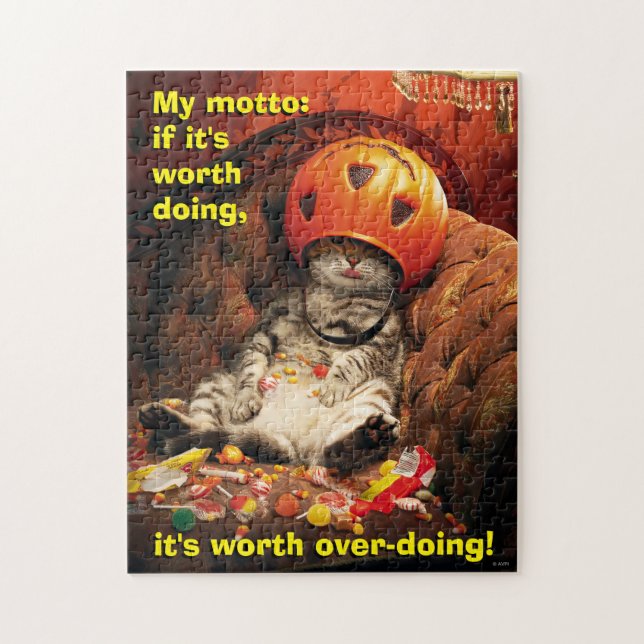 Puzzle Gato bajo cubo de golosinas (Vertical)