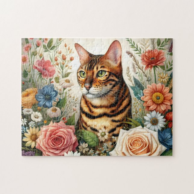 Puzzle Gato Bengal Wildflower (Horizontal)