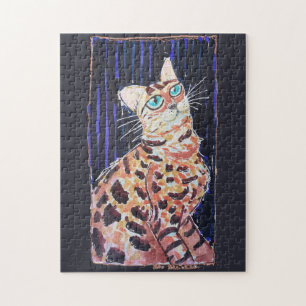 Puzzle Gato Bengalí Neon Noir