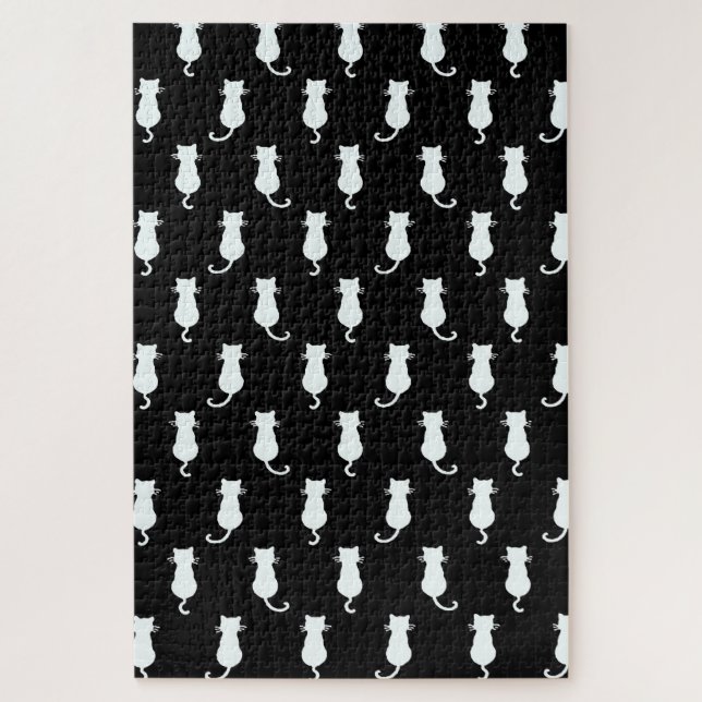 Puzzle Gato blanco aislado en patrón de punto de polka ne (Vertical)