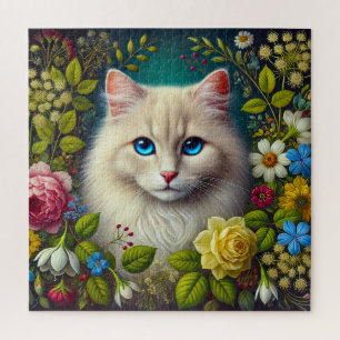 Puzzle Gato Blanco Con Ojos Azules