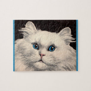 Puzzle gato blanco con ojos azules