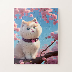 Puzzle Gato Blanco En Primavera