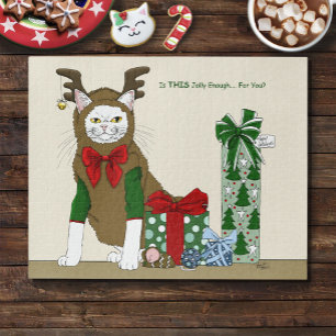 Puzzle Gato Blanco Navidad Alegre Divertido
