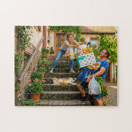 Puzzle Gato Bloquea Escalera Durante Compras